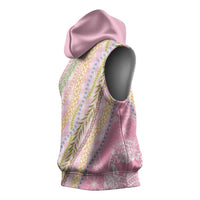 Pink Palaka Hawaii Leis Sleeveless Hoodie Hawaiian-plaid Elegant Tropical Vibes - Polynesian Pride