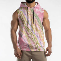 Pink Palaka Hawaii Leis Sleeveless Hoodie Hawaiian-plaid Elegant Tropical Vibes - Polynesian Pride