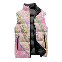 Pink Palaka Hawaii Leis Sleeveless Puffer Jacket Hawaiian-plaid Elegant Tropical Vibes - Polynesian Pride