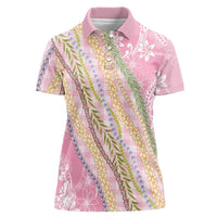 Pink Palaka Hawaii Leis Women Polo Shirt Hawaiian-plaid Elegant Tropical Vibes LT14 Female Pink - Polynesian Pride