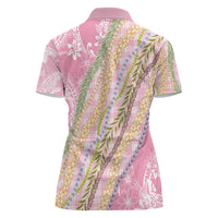 Pink Palaka Hawaii Leis Women Polo Shirt Hawaiian-plaid Elegant Tropical Vibes LT14 - Polynesian Pride
