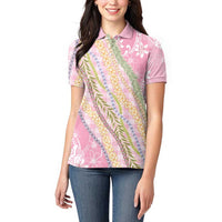 Pink Palaka Hawaii Leis Women Polo Shirt Hawaiian-plaid Elegant Tropical Vibes LT14 - Polynesian Pride