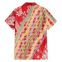 Red Palaka Hawaii Leis Family Matching Mermaid Dress and Hawaiian Shirt Hawaiian-plaid Elegant Tropical Vibes LT14 - Polynesian Pride
