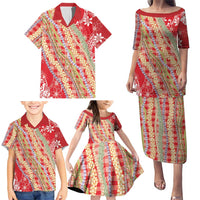 Red Palaka Hawaii Leis Family Matching Puletasi and Hawaiian Shirt Hawaiian-plaid Elegant Tropical Vibes - Polynesian Pride