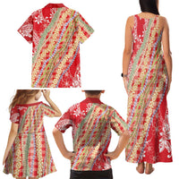 Red Palaka Hawaii Leis Family Matching Tank Maxi Dress and Hawaiian Shirt Hawaiian-plaid Elegant Tropical Vibes - Polynesian Pride