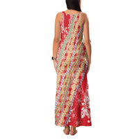 Red Palaka Hawaii Leis Family Matching Tank Maxi Dress and Hawaiian Shirt Hawaiian-plaid Elegant Tropical Vibes - Polynesian Pride