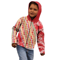 Red Palaka Hawaii Leis Kid Hoodie Hawaiian-plaid Elegant Tropical Vibes - Polynesian Pride