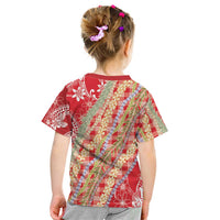 Red Palaka Hawaii Leis Kid T Shirt Hawaiian-plaid Elegant Tropical Vibes - Polynesian Pride