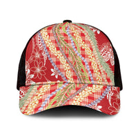 Red Palaka Hawaii Leis Mesh Trucker Cap Hawaiian-plaid Elegant Tropical Vibes - Polynesian Pride
