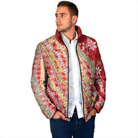 Red Palaka Hawaii Leis Padded Jacket Hawaiian-plaid Elegant Tropical Vibes - Polynesian Pride