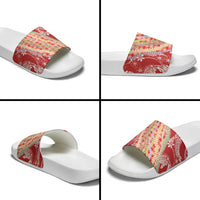 Red Palaka Hawaii Leis Slide Sandals Hawaiian-plaid Elegant Tropical Vibes - Polynesian Pride