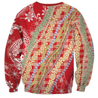 Red Palaka Hawaii Leis Sweatshirt Hawaiian-plaid Elegant Tropical Vibes - Polynesian Pride