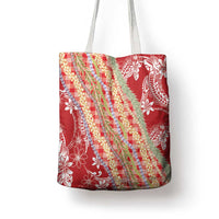 Red Palaka Hawaii Leis Tote Bag Hawaiian-plaid Elegant Tropical Vibes - Polynesian Pride