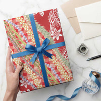 Red Palaka Hawaii Leis Wrapping Paper Hawaiian-plaid Elegant Tropical Vibes - Polynesian Pride