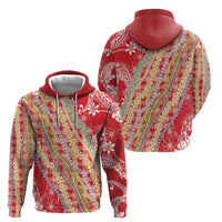 Red Palaka Hawaii Leis Zip Hoodie Hawaiian-plaid Elegant Tropical Vibes - Polynesian Pride