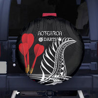 New Zealand Darts Spare Tire Cover Aotearoa Maori Fern Bring It On LT14 Black - Polynesian Pride