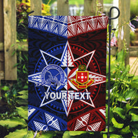 Personalised Tupou College And Kolisi Tonga Atele Garden Flag Tongan Ngatu Pattern LT14 Garden Flag Blue - Polynesian Pride