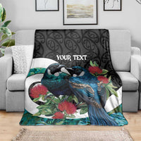 Personalised Valentine's Day New Zealand Blanket Tui Bird Couple Kowhaiwhai Mix Pohutukawa