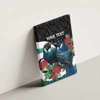 Personalised Valentine's Day New Zealand Canvas Wall Art Tui Bird Couple Kowhaiwhai Mix Pohutukawa