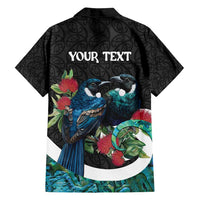 Personalised Valentine's Day New Zealand Family Matching Long Sleeve Bodycon Dress and Hawaiian Shirt Tui Bird Couple Kowhaiwhai Mix Pohutukawa LT14 - Polynesian Pride