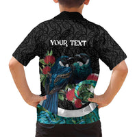 Personalised Valentine's Day New Zealand Family Matching Tank Maxi Dress and Hawaiian Shirt Tui Bird Couple Kowhaiwhai Mix Pohutukawa LT14 - Polynesian Pride