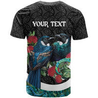 Personalised Valentine's Day New Zealand T Shirt Tui Bird Couple Kowhaiwhai Mix Pohutukawa LT14 - Polynesian Pride