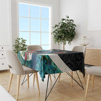 Personalised Valentine's Day New Zealand Tablecloth Tui Bird Couple Kowhaiwhai Mix Pohutukawa LT14 - Polynesian Pride