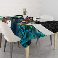 Personalised Valentine's Day New Zealand Tablecloth Tui Bird Couple Kowhaiwhai Mix Pohutukawa LT14 - Polynesian Pride