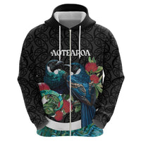 Personalised Valentine's Day New Zealand Zip Hoodie Tui Bird Couple Kowhaiwhai Mix Pohutukawa LT14 - Polynesian Pride