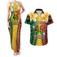 Vanuatu Independence Day Couples Matching Tank Maxi Dress and Hawaiian Shirt Long God Yumi Stanap Happy 45th Anniversary LT14 Reggae - Polynesian Pride