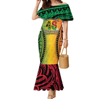 Vanuatu Independence Day Family Matching Mermaid Dress and Hawaiian Shirt Long God Yumi Stanap Happy 45th Anniversary LT14 Mom's Dress Reggae - Polynesian Pride