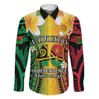Vanuatu Independence Day Family Matching Short Sleeve Bodycon Dress and Hawaiian Shirt Long God Yumi Stanap Happy 45th Anniversary LT14 Dad's Shirt - Long Sleeve Reggae - Polynesian Pride