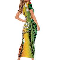 Vanuatu Independence Day Family Matching Short Sleeve Bodycon Dress and Hawaiian Shirt Long God Yumi Stanap Happy 45th Anniversary LT14 - Polynesian Pride