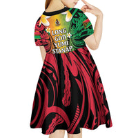 Vanuatu Independence Day Kid Short Sleeve Dress Long God Yumi Stanap Happy 45th Anniversary LT14