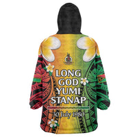 Vanuatu Independence Day Wearable Blanket Hoodie Long God Yumi Stanap Happy 45th Anniversary LT14 - Polynesian Pride