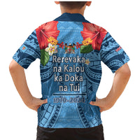 Fiji Day Family Matching Mermaid Dress and Hawaiian Shirt Happy 54 Years Of Independence Tapa Pattern Blue