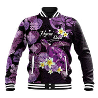 Personalised Aloha Hawaii Kauai Island Baseball Jacket Garden Isle Map Sea Turtle Plumeria