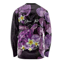 Personalised Aloha Hawaii Kauai Island Long Sleeve Shirt Garden Isle Map Sea Turtle Plumeria