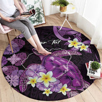 Personalised Aloha Hawaii Kauai Island Round Carpet Garden Isle Map Sea Turtle Plumeria
