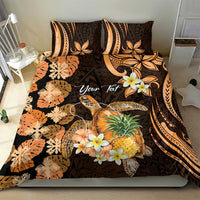 Personalised Aloha Hawaii Lanai Island Bedding Set Pineapple Isle Map Sea Turtle Plumeria