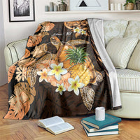 Personalised Aloha Hawaii Lanai Island Blanket Pineapple Isle Map Sea Turtle Plumeria