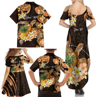 Personalised Aloha Hawaii Lanai Island Family Matching Summer Maxi Dress and Hawaiian Shirt Pineapple Isle Map Sea Turtle Plumeria