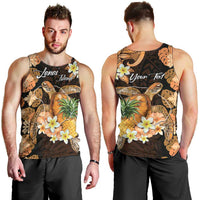 Personalised Aloha Hawaii Lanai Island Men Tank Top Pineapple Isle Map Sea Turtle Plumeria