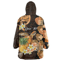Personalised Aloha Hawaii Lanai Island Wearable Blanket Hoodie Pineapple Isle Map Sea Turtle Plumeria