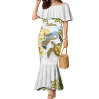 Personalised Aloha Hawaii Niihau Island Family Matching Mermaid Dress and Hawaiian Shirt Forbidden Isle Map Shell Lei