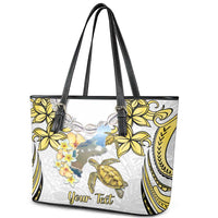 Personalised Aloha Hawaii Niihau Island Leather Tote Bag Forbidden Isle Map Shell Lei