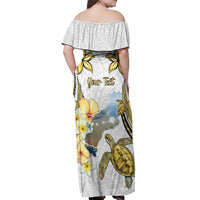 Personalised Aloha Hawaii Niihau Island Off Shoulder Maxi Dress Forbidden Isle Map Shell Lei