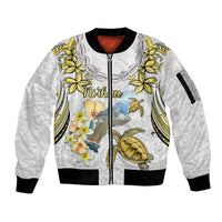 Personalised Aloha Hawaii Niihau Island Sleeve Zip Bomber Jacket Forbidden Isle Map Shell Lei