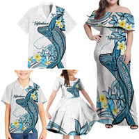 Personalised Aloha Hawaii Kahoolawe Island Family Matching Off Shoulder Maxi Dress and Hawaiian Shirt Target Isle Map With Humpback Whale