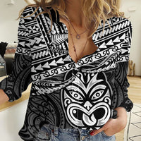Matariki New Zealand Women Casual Shirt Maori New Year Tiki Black Version LT14 Female Black - Polynesian Pride